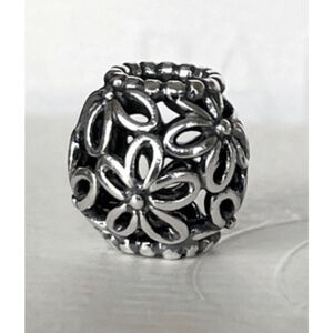 Genuine Pandora Sterling Silver Openwork Wildflower Bead Charm 790890